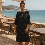 represent Deep Navy Jacquard Floral Kurta with Patch Pocket