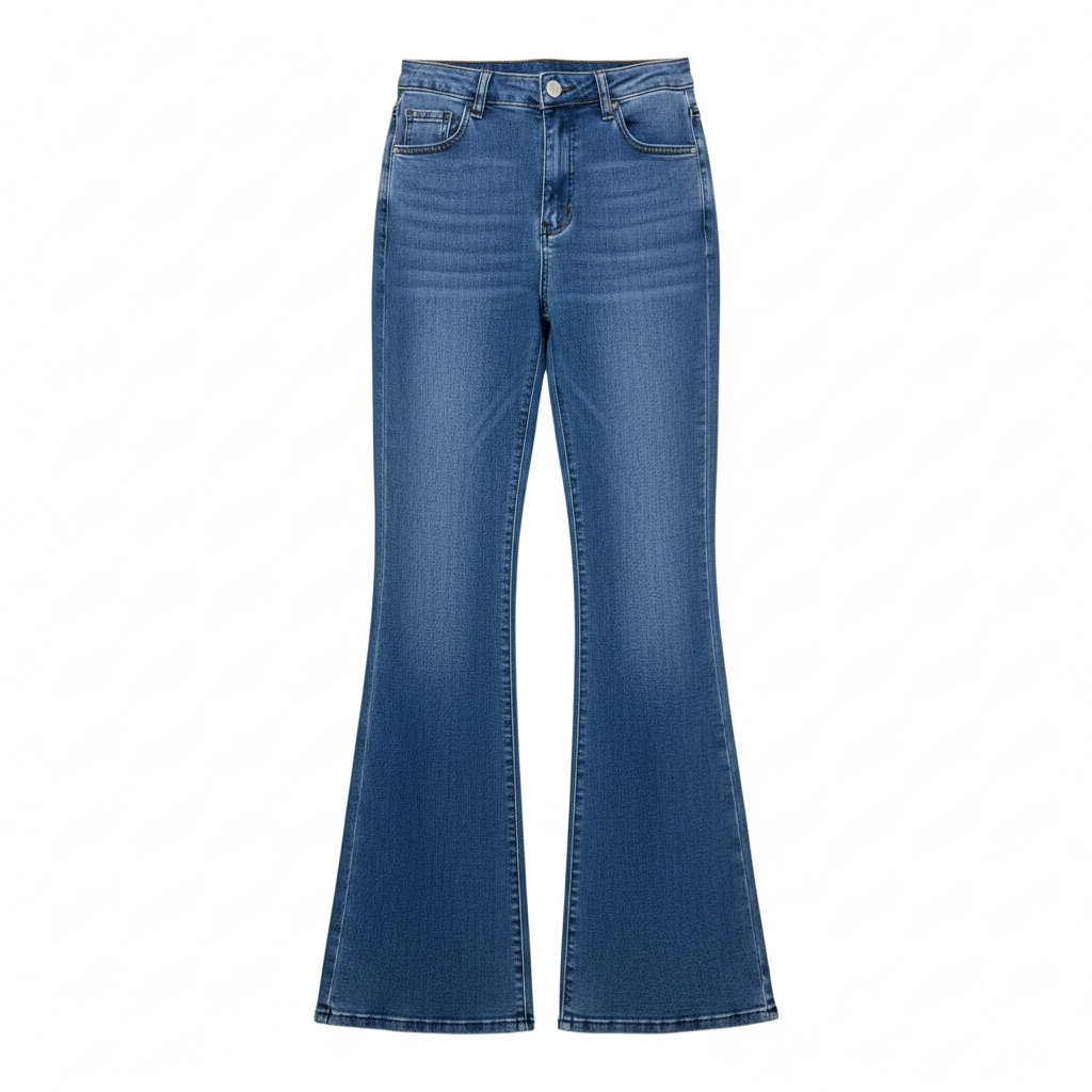 Unisex High-Waisted Blue Flare Denim Jeans