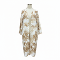 SHEIN CURVE Women's White & Brown Tropical Print Long Kimono