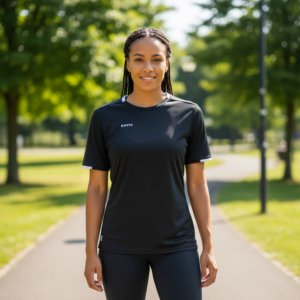 Kipsta Kids Black Short Sleeve Athletic Training T-Shirt