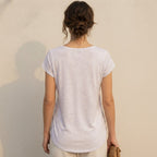 B Collection Lavender Space-Dye Henley T-Shirt with Cap Slee