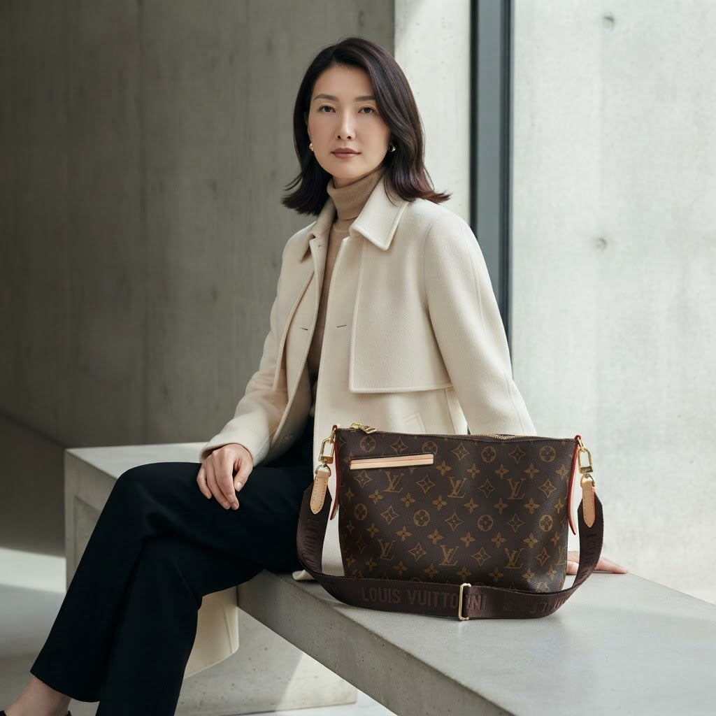 LOUIS VUITTON Monogram Coated Canvas Hobo Crossbody Bag