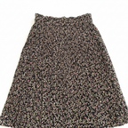 Women's Black Floral Pleated Midi Skirt