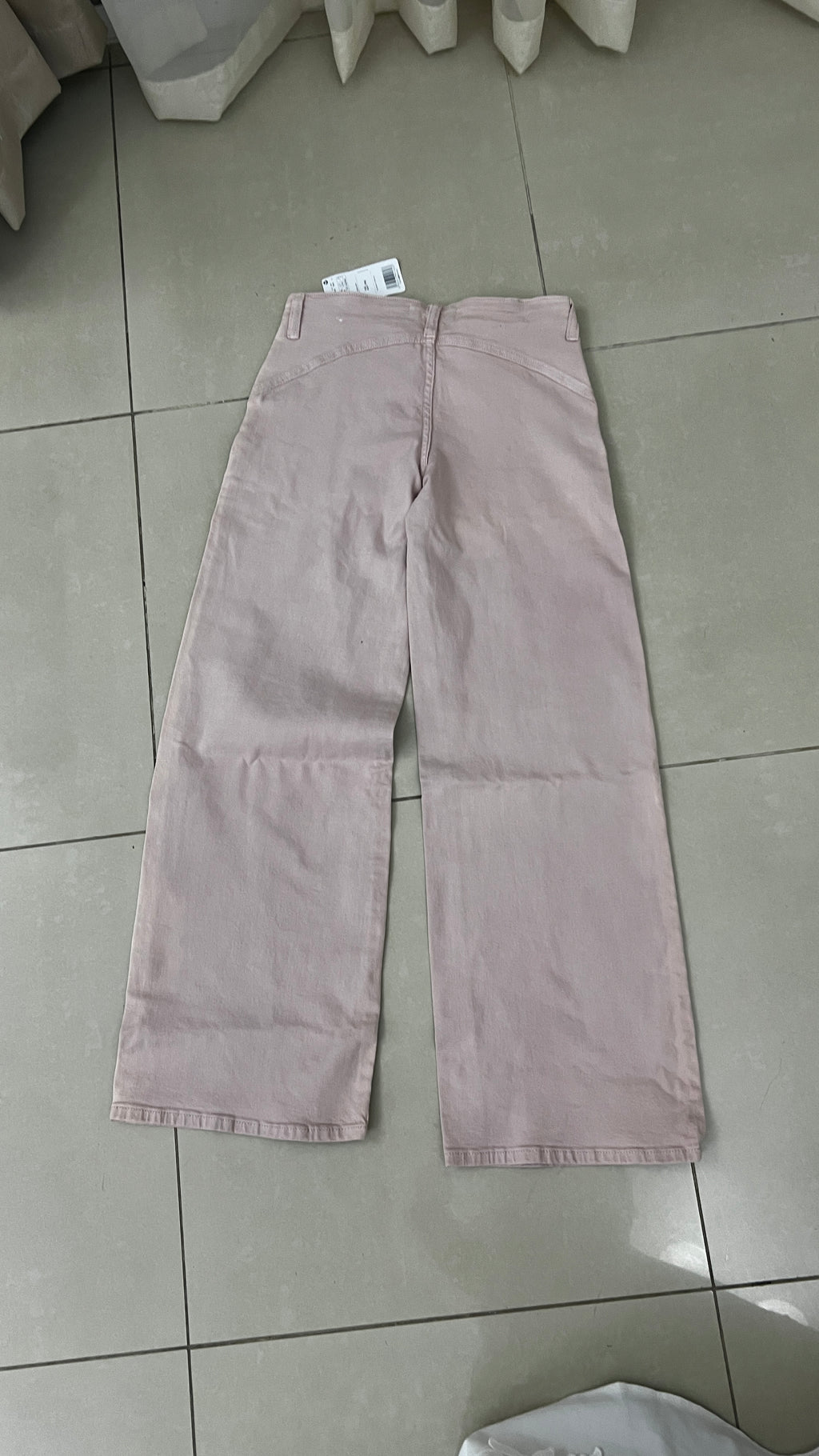 MANGO DENIM Dusty Blush Pink Wide Leg Denim Trousers with Cu