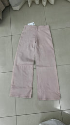 MANGO DENIM Dusty Blush Pink Wide Leg Denim Trousers with Cu