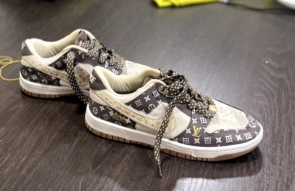 Brown Monogram Low-Top Lifestyle Sneakers