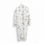 Dazy Women's Cream Floral Maxi Kimono Robe