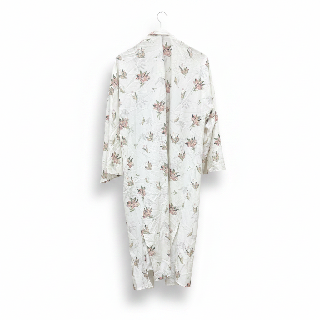 Dazy Women's Cream Floral Maxi Kimono Robe
