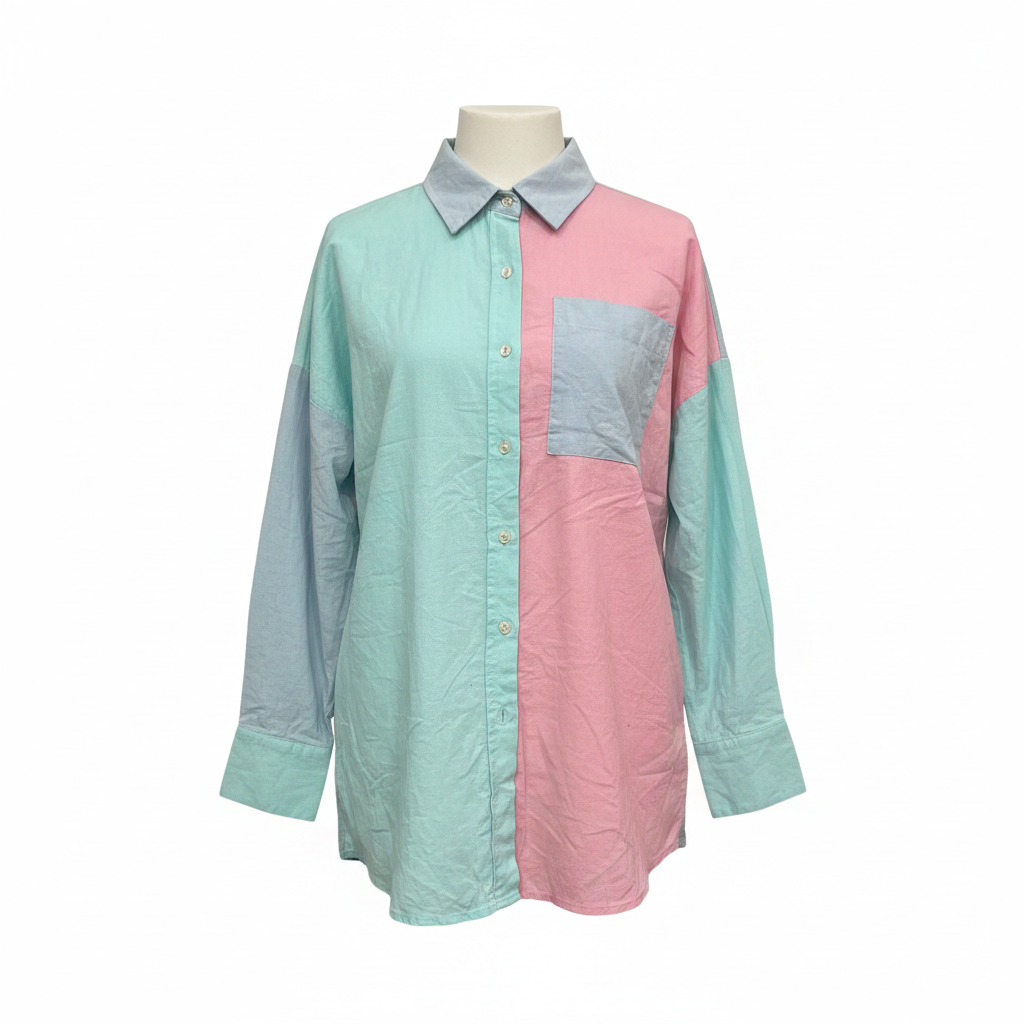 Minx & Moss Color-Block Linen Shirt - Size 10