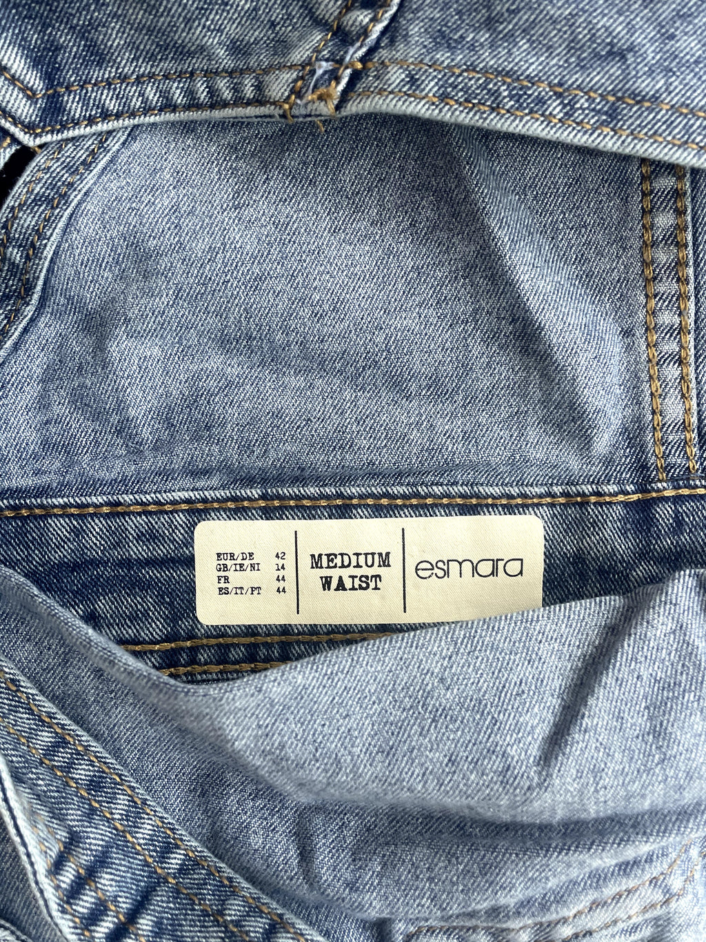 esmara Mid-Wash Blue Acid Wash Denim Short Overalls