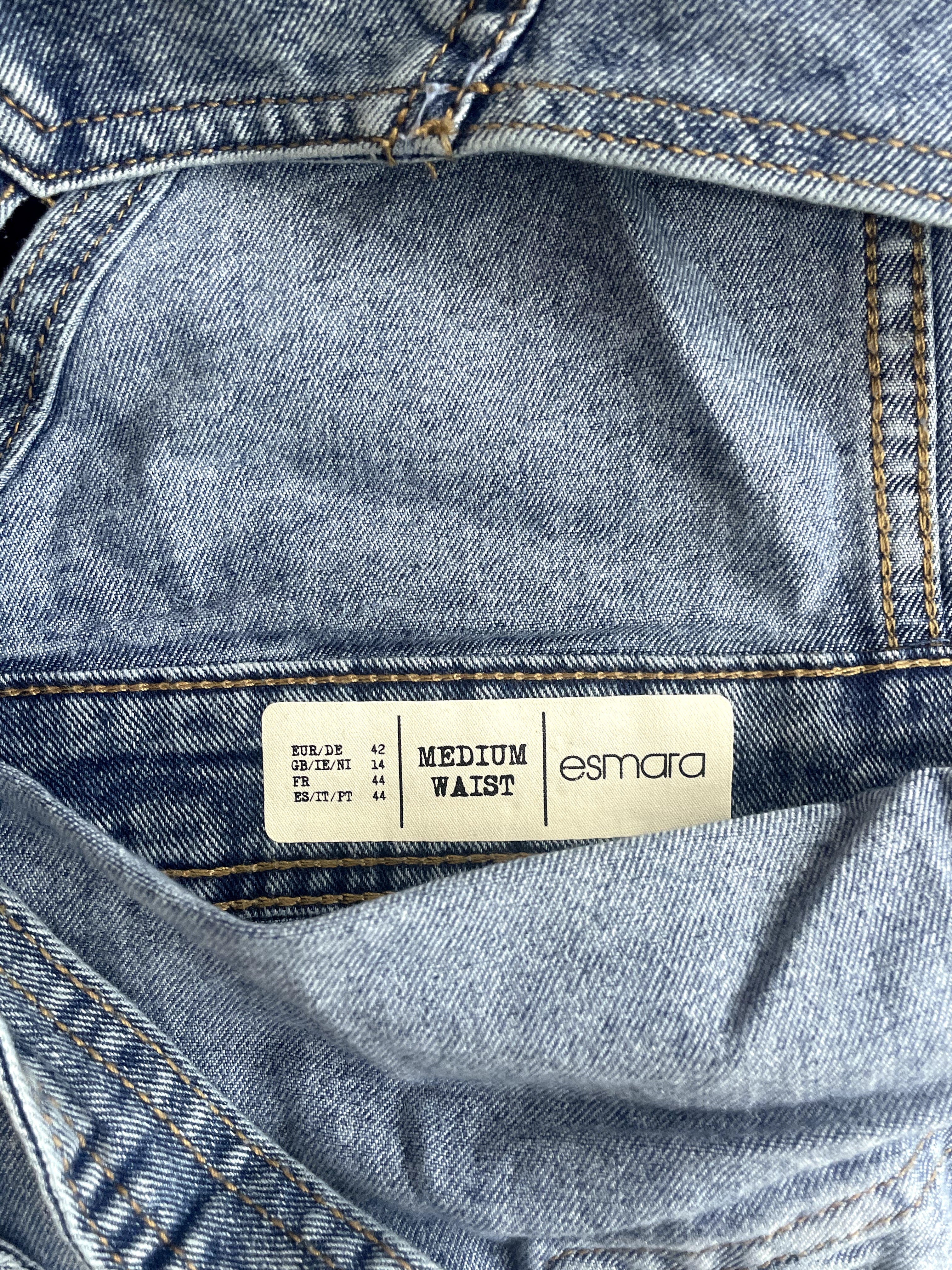 esmara Mid-Wash Blue Acid Wash Denim Short Overalls