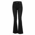 Women's Black High-Waist Flare Jeans with Raw Hem
