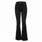 Women's Black High-Waist Flare Jeans with Raw Hem