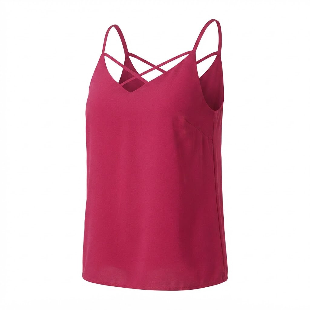 DOROTHY PERKINS Women's Magenta Sleeveless Criss-Cross V-Nec
