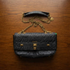 GUESS Guess Black Embossed Logo Flap Shoulder Bag