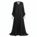 Black & Silver Metallic Dot Long Chiffon Abaya Cardigan
