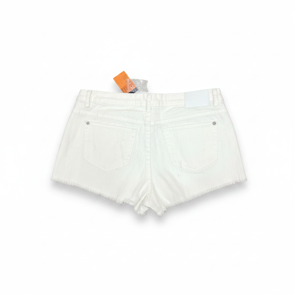 Women's White Denim Raw Hem Casual Shorts