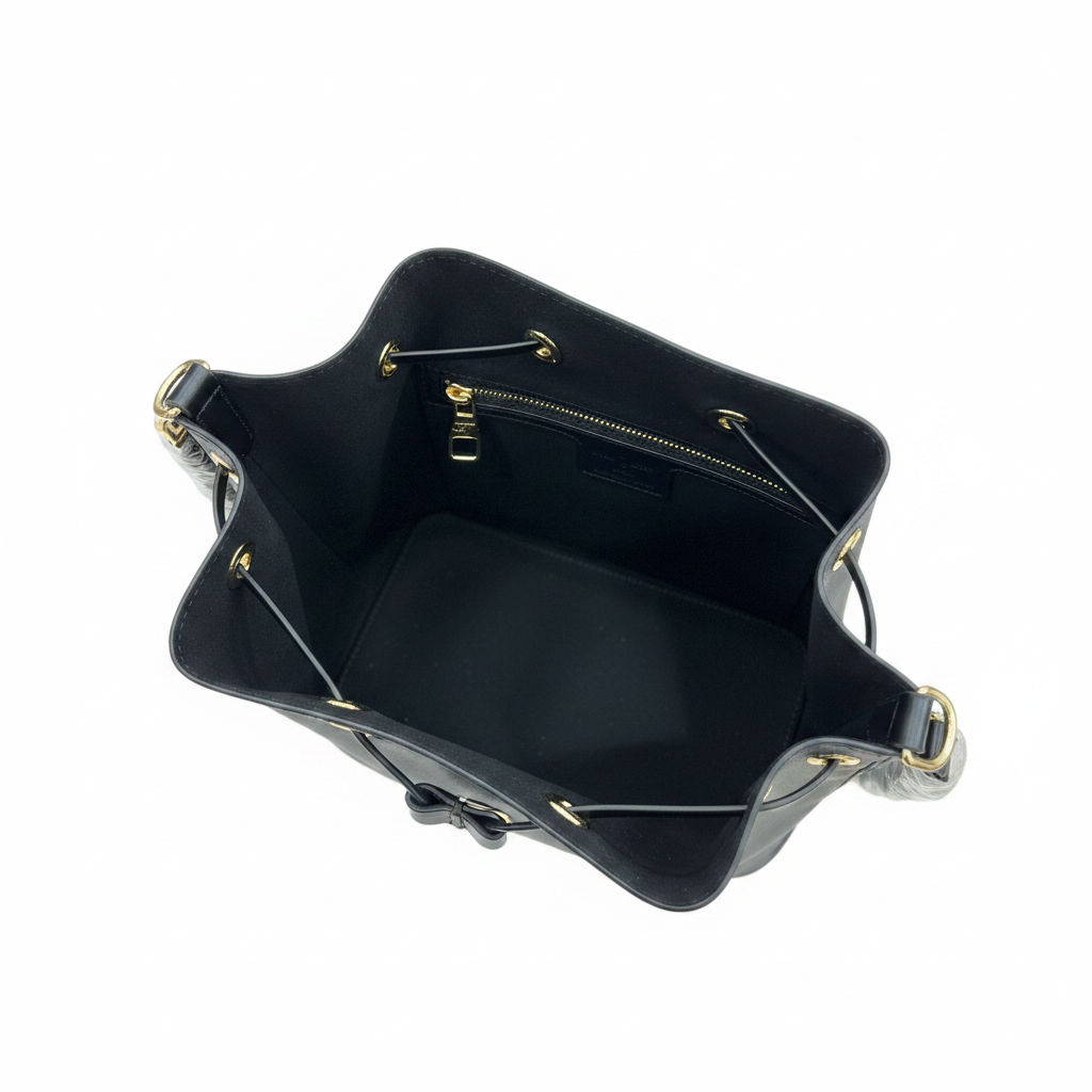 LOUIS VUITTON Women's Black Embossed Drawstring Bucket Bag