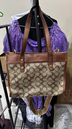 CACOH Brown Monogram Structured Tote Bag