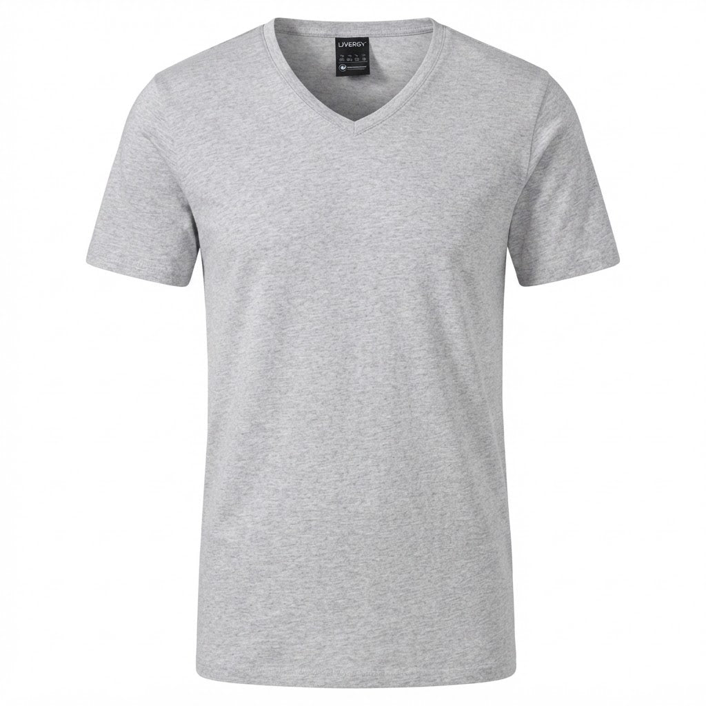 LIVERGY Men's Heather Grey V-Neck Cotton Jersey Undershirt