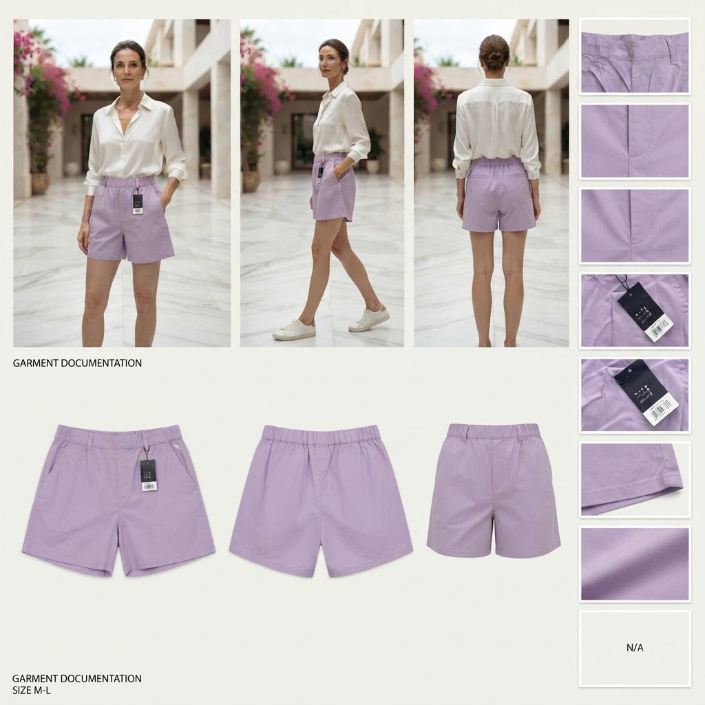 Lilac Pastel Relaxed Fit Shorts with Elasticated Waist