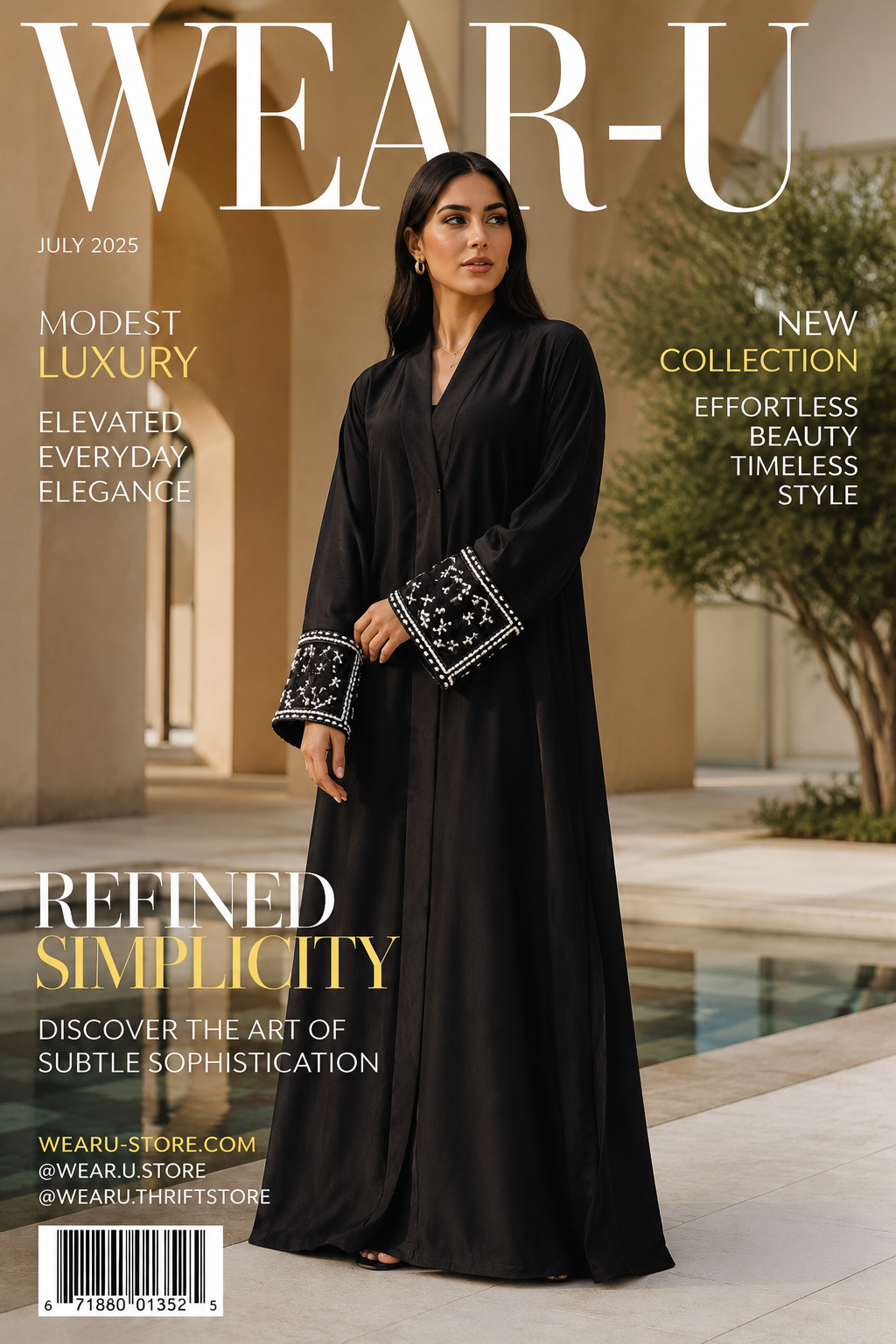 Women's Black Embellished Open-Front A-Line Abaya - Size 56