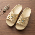 Crocs Cream Embellished Platform Slide Sandals with Crystals