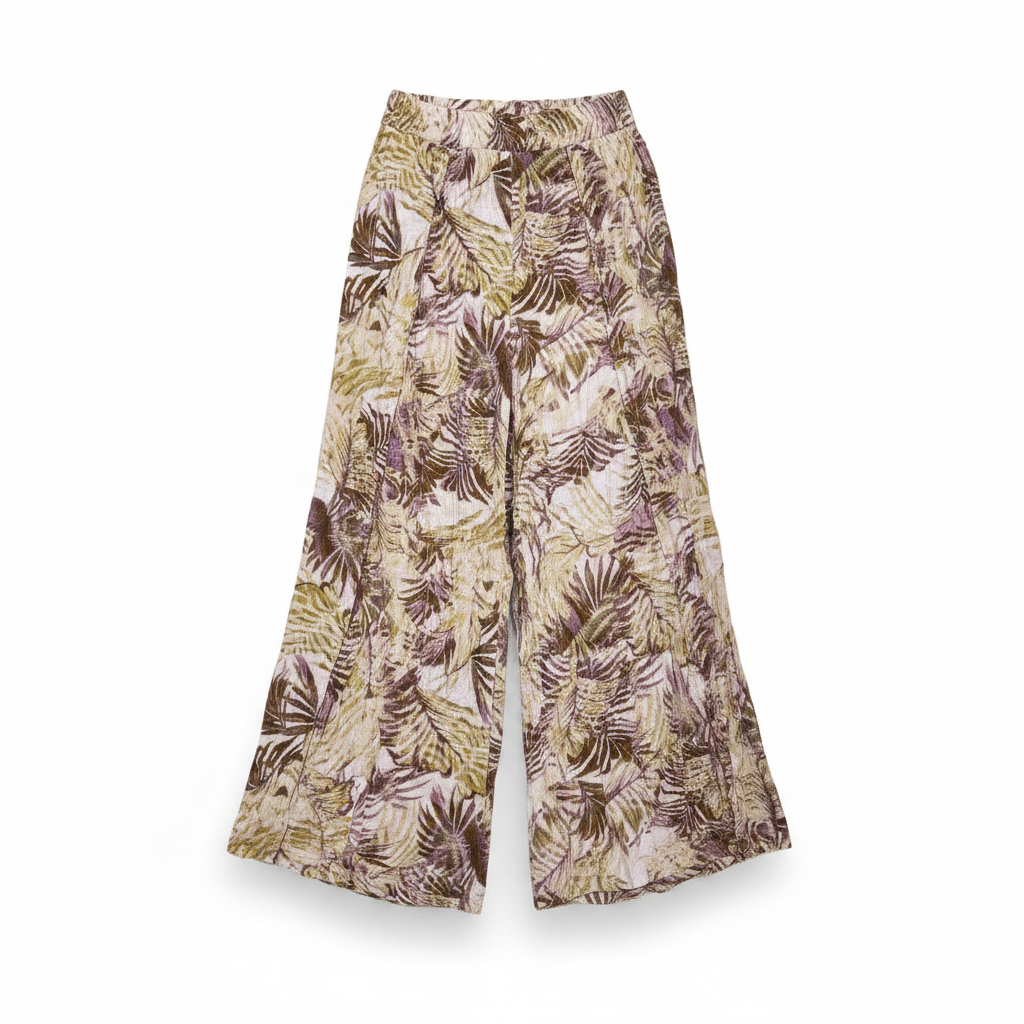 Rockmans Women's Tropical Leaf Print Wide Leg Pants Size 12