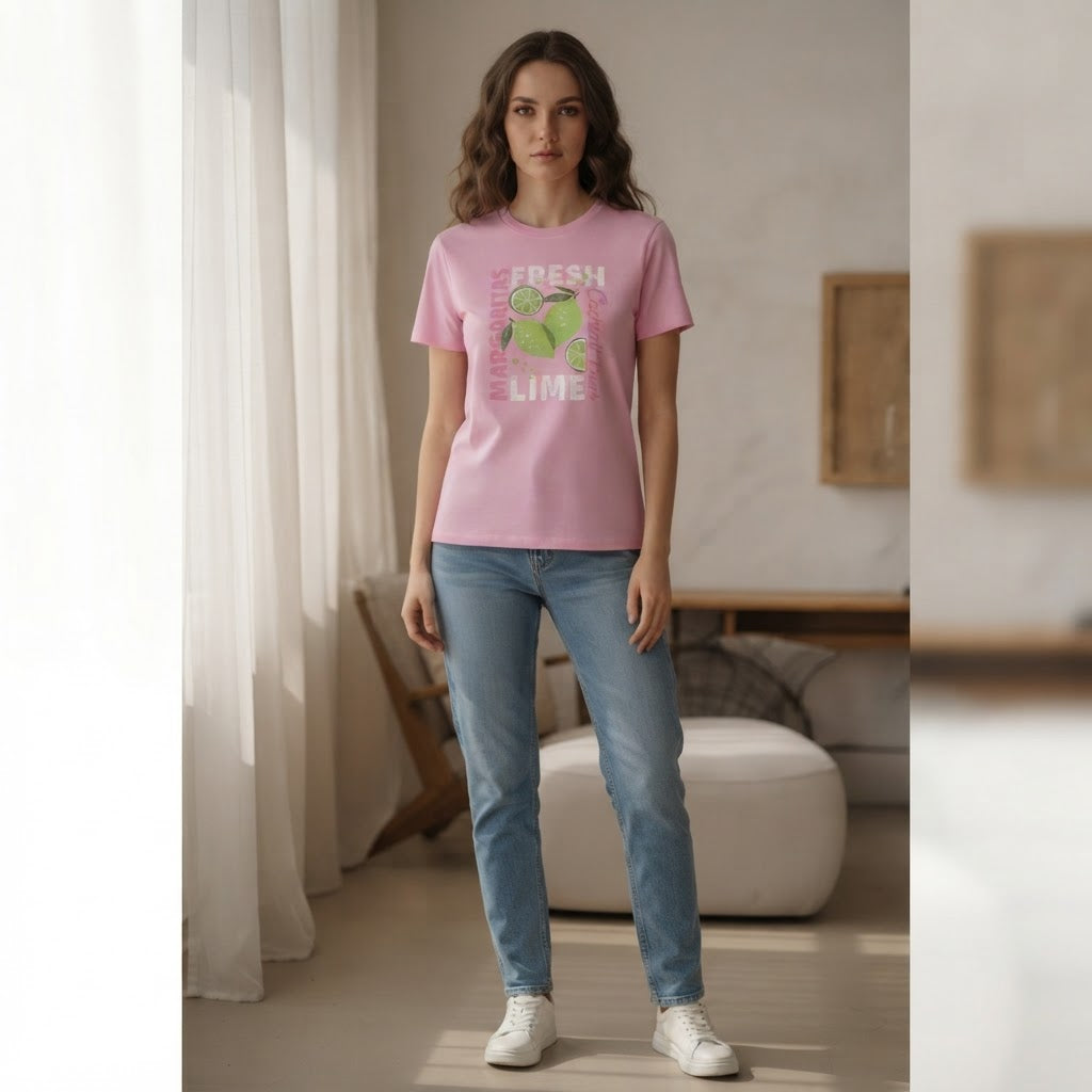 DECJUBA DECJUBA Bubblegum Pink Fresh Margaritas Graphic T-Sh