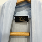 Tris BOUTIQUE Women's Light Blue Pleated Long Kimono Robe