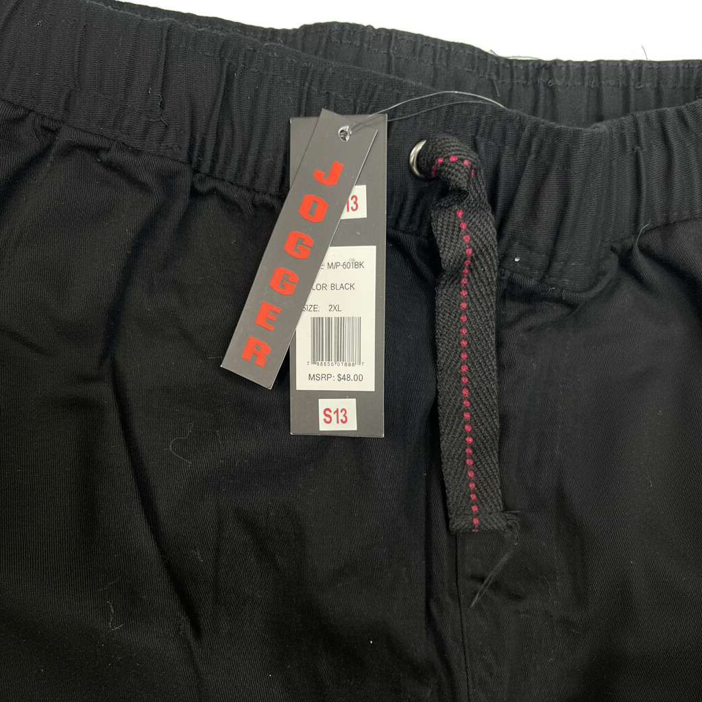 GALAXY BY HARVIC Men's Black Elasticated Waist Jogger Trouse