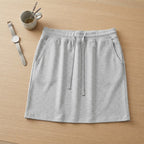 Light Grey Heather Drawstring Jersey Mini Skirt