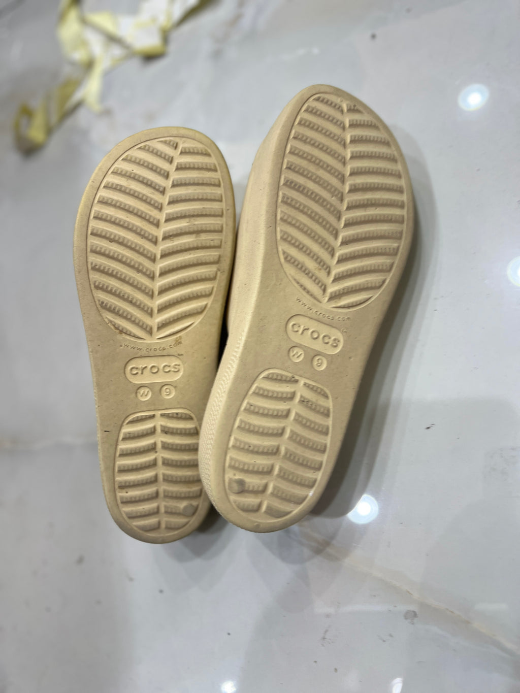 Crocs Cream Embellished Platform Slide Sandals with Crystals