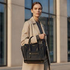 CÉLINE PARIS Black Smooth Leather Structured Nano Tote