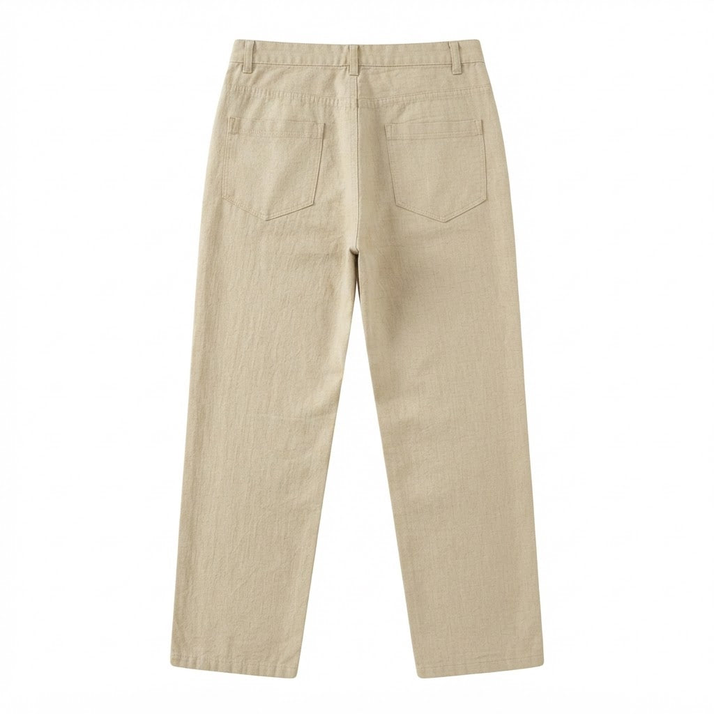 Angelo Litrico Men's Beige Straight-Leg Cotton Chino Trouser