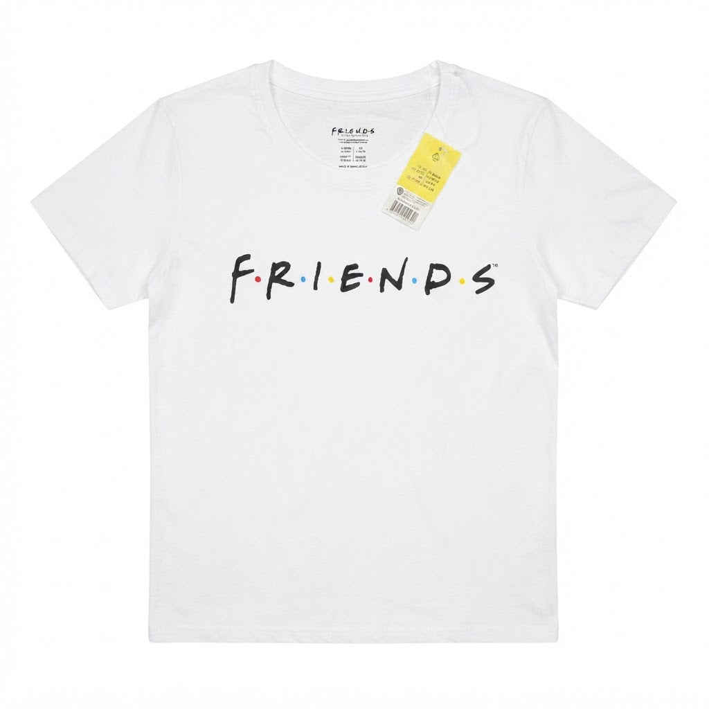 F.R.I.E.N.D.S Women's White Graphic Logo Crew Neck T-Shirt