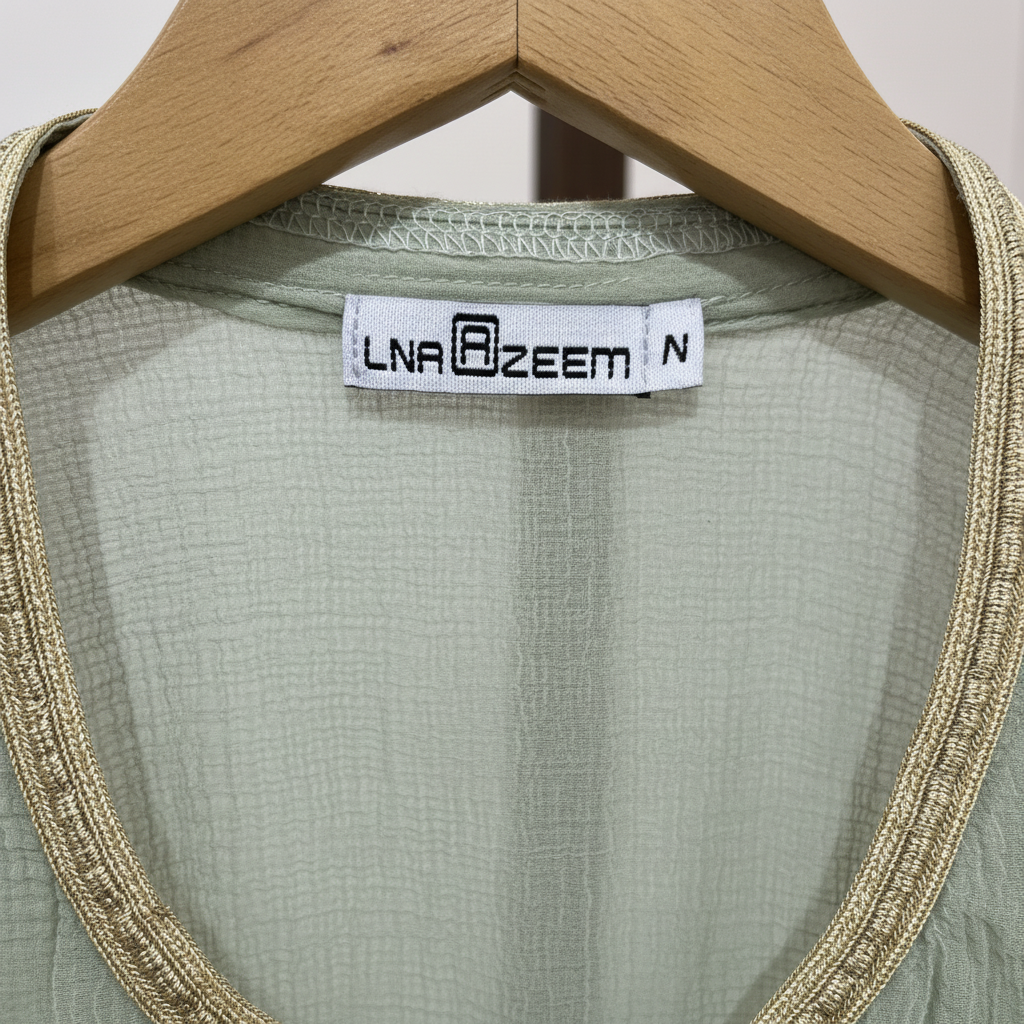 LNA AZEEM Women's Mint Green Sequin Embroidered Long Kimono