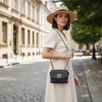 Vintage Style Floral Monogram Crossbody Bag with Chain