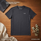 [WearU Generated:merch_flat_lay] Dark Charcoal Grey Straight Athletic Tee – merch flat lay