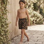 SHEIN Tan Leopard Print SHEIN Kids' Shorts with Elastic Wais