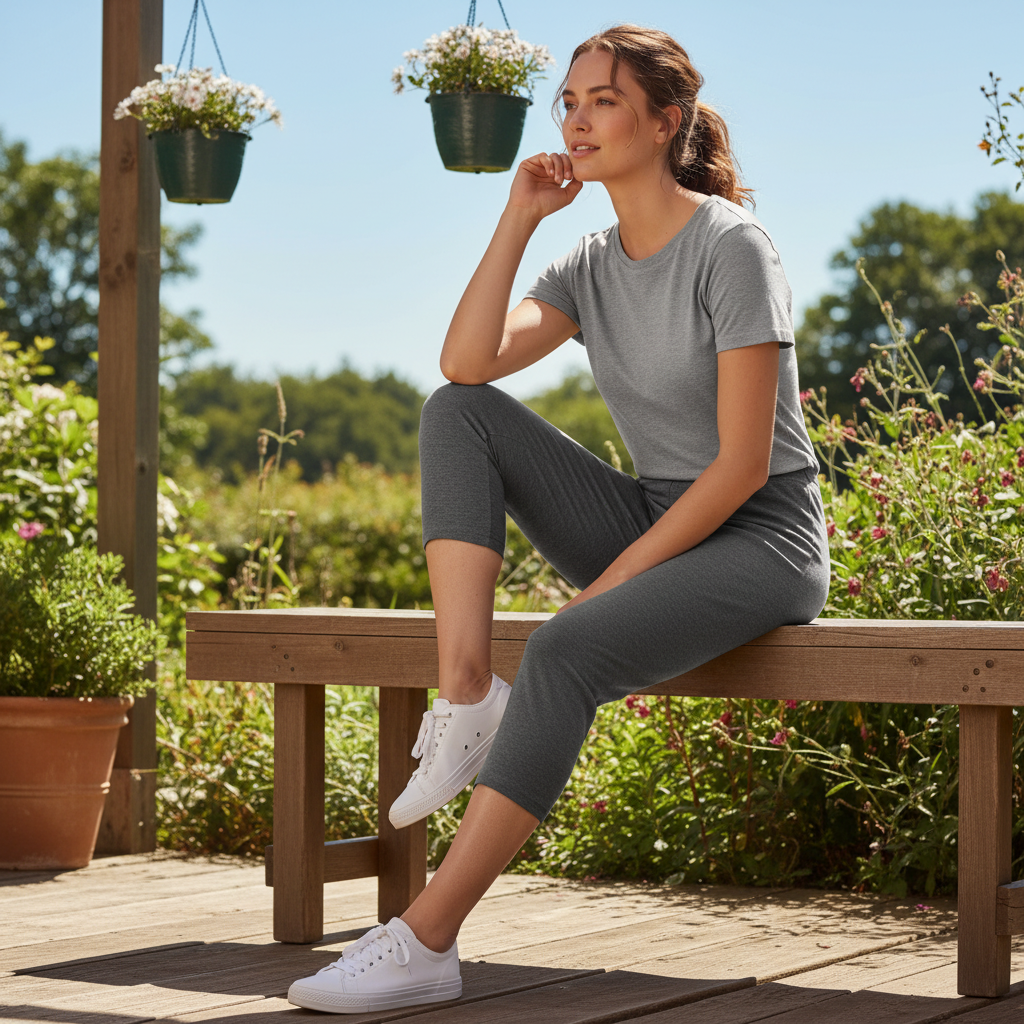 Esmara Women's Grey Cotton Capri Pants - New