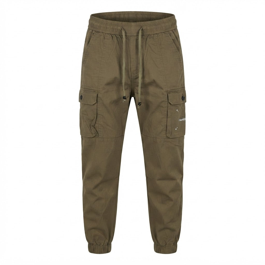 Men's Olive Green Cargo Jogger Trousers