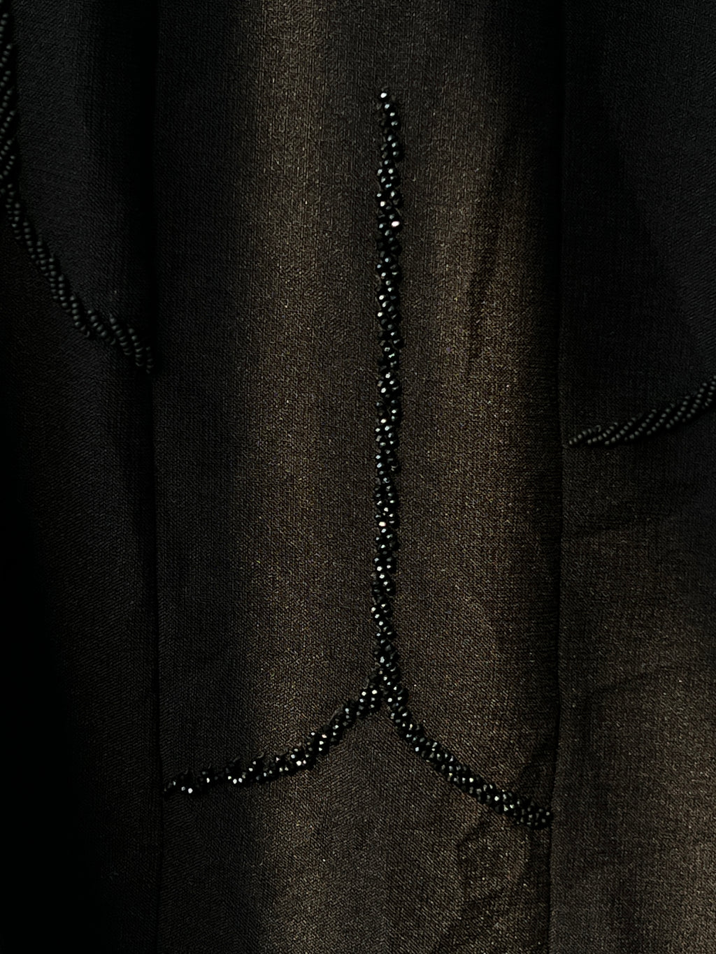 Elegant Black Beaded Polyester Abaya