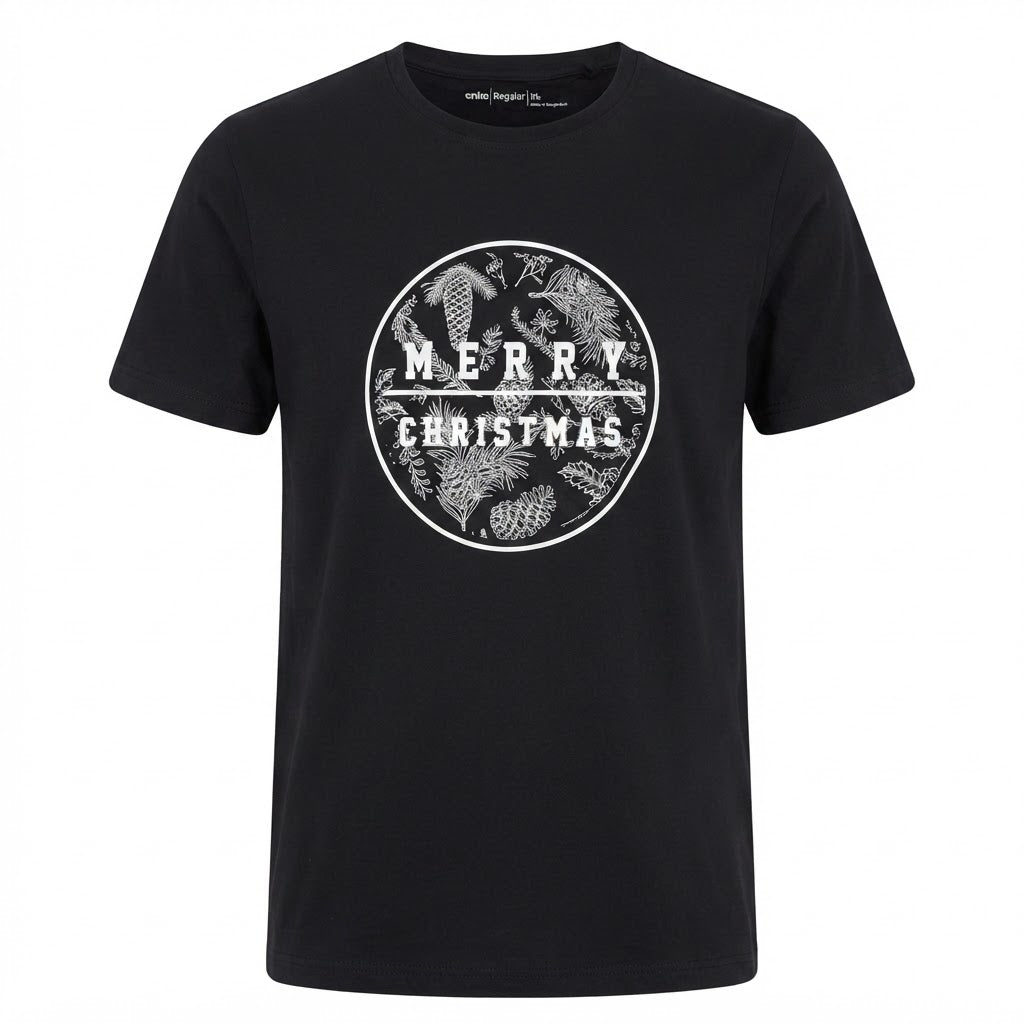 anko Black Merry Christmas Graphic T-Shirt Regular Fit XL