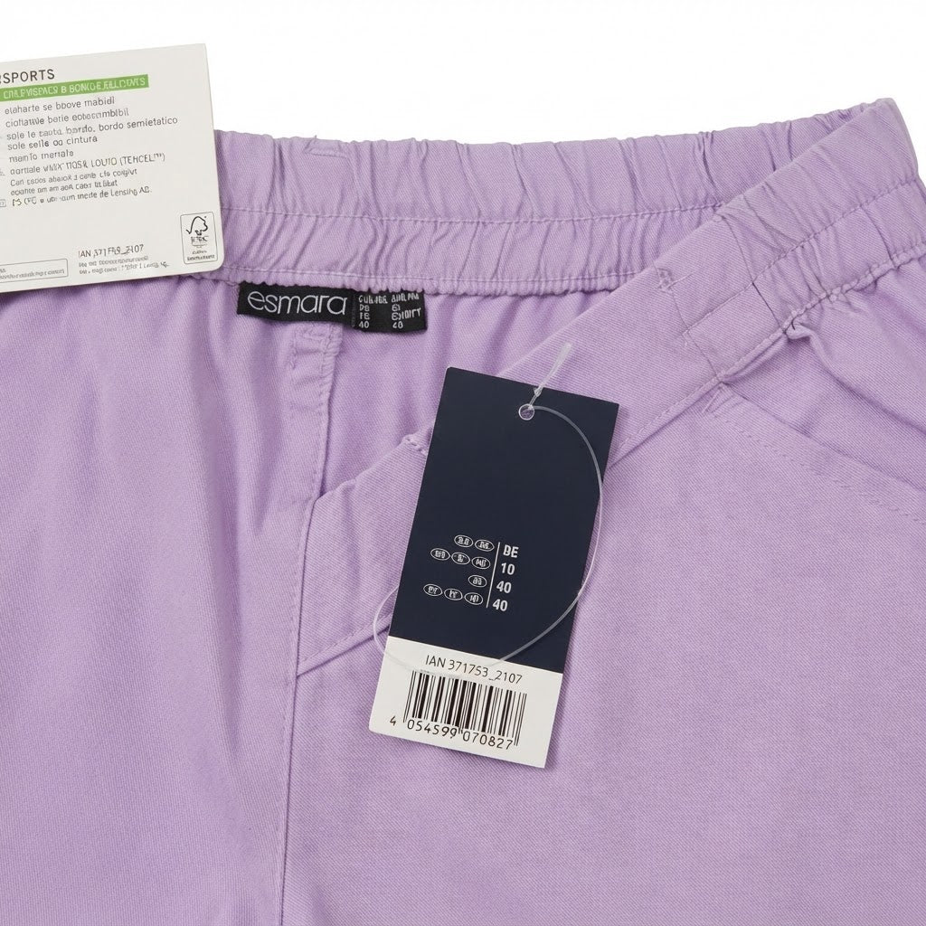 Women's Lavender Elasticated Waist Casual Shorts