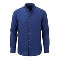 ZARA MAN Men's Blue Linen Mandarin Collar Tailored Shirt