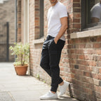 Divided H&M Black Cotton Tapered Cargo Jogger Pants