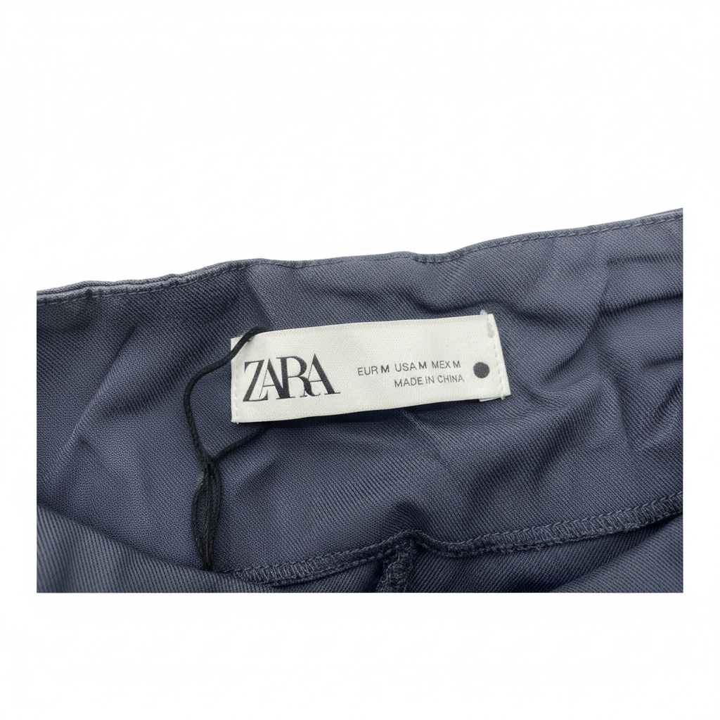 Zara Women's Charcoal Grey Belted Linen Blend Cargo Pants