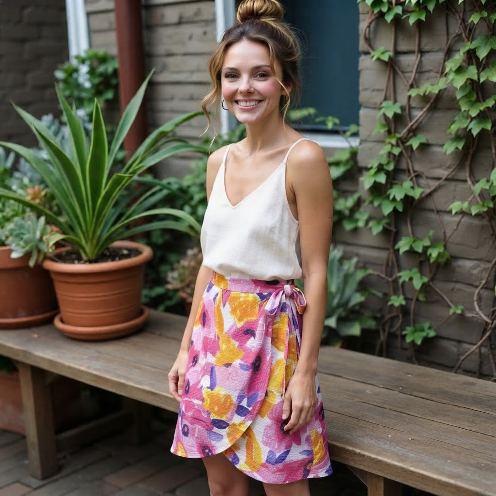 Esmara Multi-Floral Painterly Print Crinkle Midi Skirt