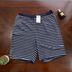 GINA BENOTTI Navy and White Striped Drawstring Lounge Shorts